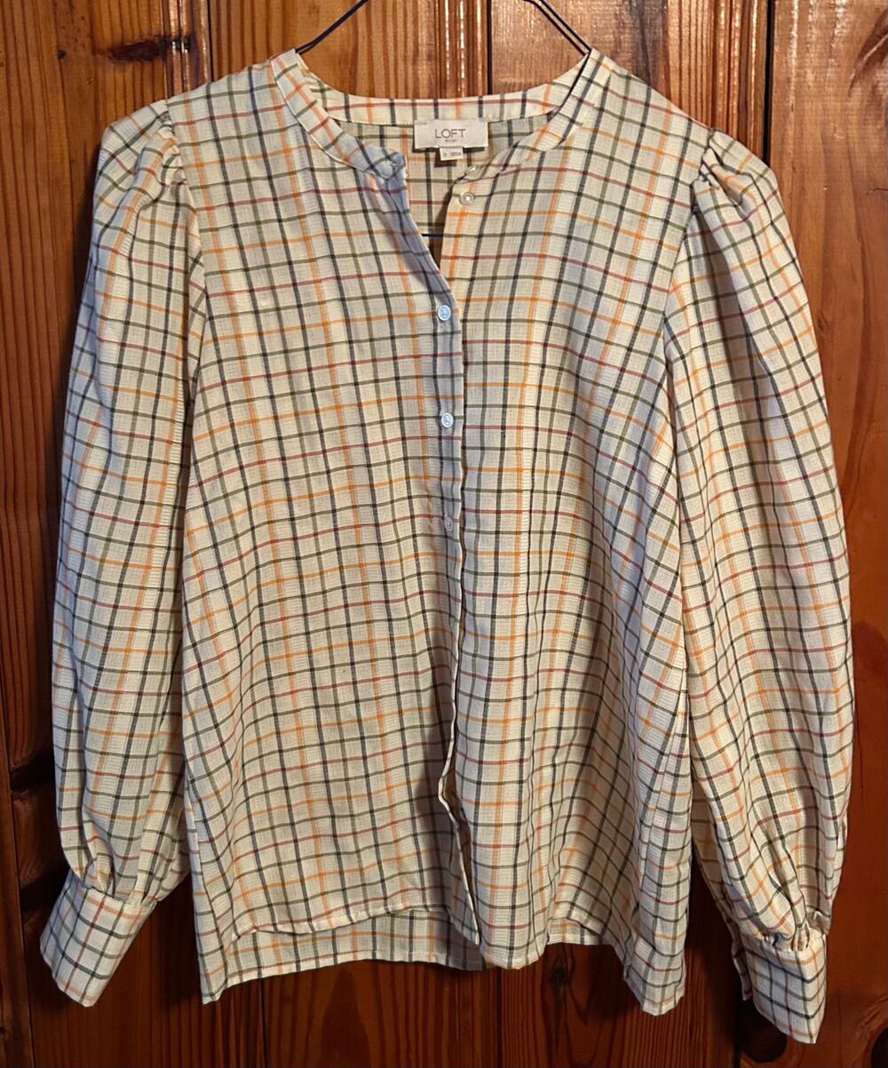 Ann Taylor Loft boho button up blouse airy lightweight flowy small